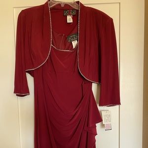 Alex Evenings cocktail dress-Burgundy/rhinestone